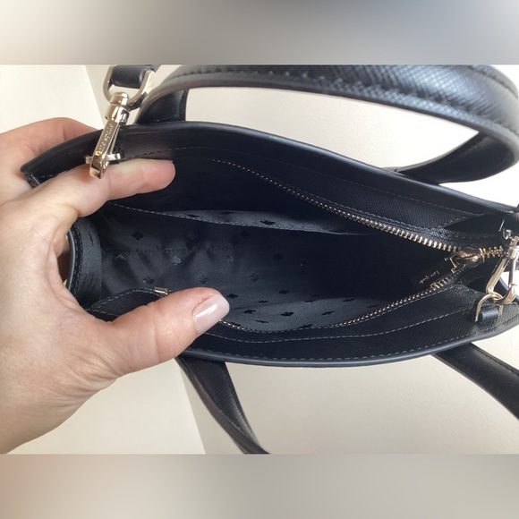 Kate Spade Tinsel Glitter Fabric Black Satchel Crossbody Purse & Wallet *As Is - Picture 10 of 16